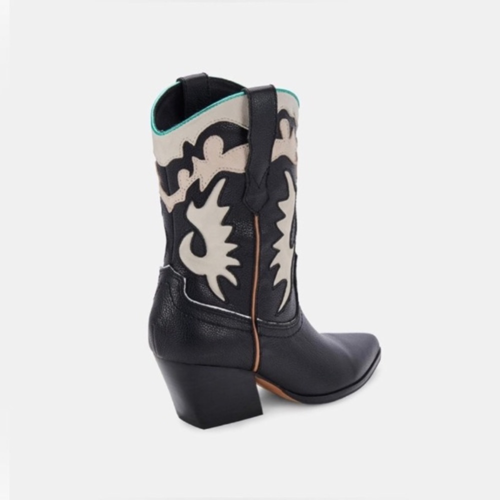 NWT✨Dolce Vita Landen Black White Metallic trim Women’s Western Boots Size 10! - Picture 11 of 16